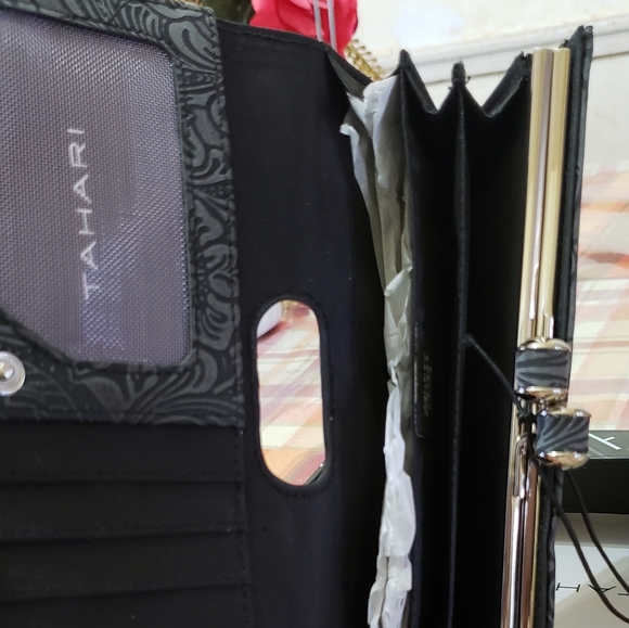 NWT Beautiful TAHARI Wallet; Gray/Black Colors; Lots of Pockets inside; $50. - Picture 4 of 9